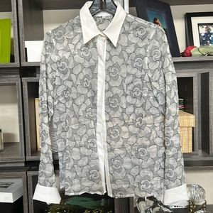 Anne Fontaine sheer Blouse. Black and White